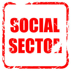 social sector, red rubber stamp with grunge edges