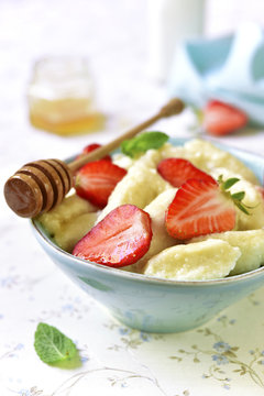 Cottage Cheese Dumplings With Strawberry.