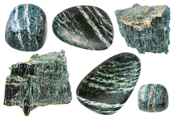 set of Chrysotile gemstones isolated