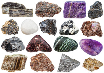 mineral stones - stibnite, asbestos, etc