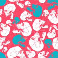 Terrible frightening seamless pattern with skull