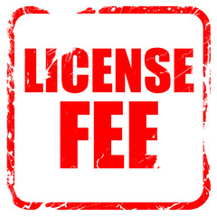 license fee, red rubber stamp with grunge edges