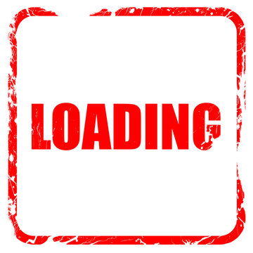 loading, red rubber stamp with grunge edges