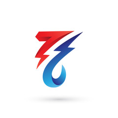 Abstract Thunder Number Seven or Two Logo