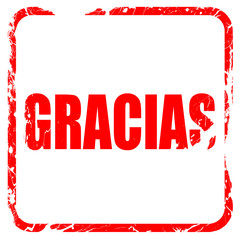 gracias, red rubber stamp with grunge edges