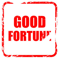 good fortune, red rubber stamp with grunge edges