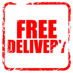 free delivery, red rubber stamp with grunge edges