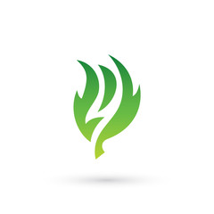 Abstract Green Leaf Number Four Vector Logo