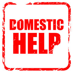 domestic help, red rubber stamp with grunge edges