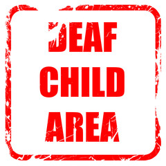 Deaf child sign, red rubber stamp with grunge edges