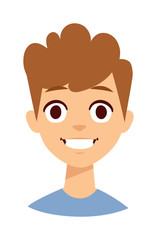 Happy boy face vector illustration.