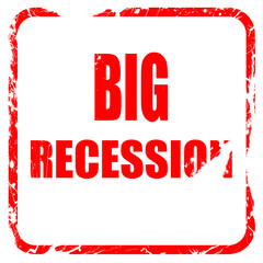 Recession sign background, red rubber stamp with grunge edges
