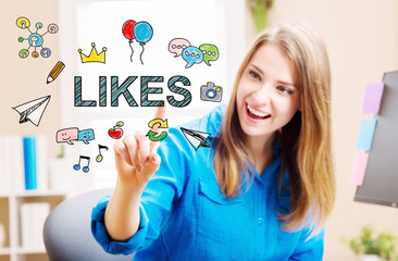 Likes concept with young woman