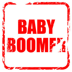 baby boomer, red rubber stamp with grunge edges
