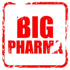big pharma, red rubber stamp with grunge edges