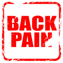 back pain, red rubber stamp with grunge edges