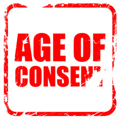 age of consent, red rubber stamp with grunge edges