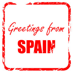 Greetings from spain, red rubber stamp with grunge edges