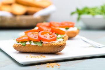 Bruschetta with cottage cheese