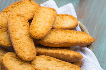 Toast bread on a wooden table