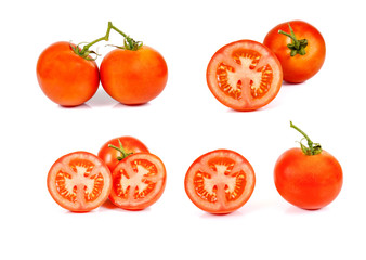 Collection Tomato on white background.