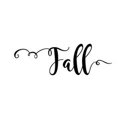 Fall. Verb English. Beautiful greeting card with calligraphy black text word. Hand drawn design elements. Handwritten modern brush lettering on a white background isolated. Vector illustration EPS 10