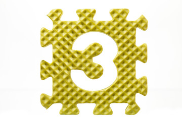 rubber puzzle with number 3.