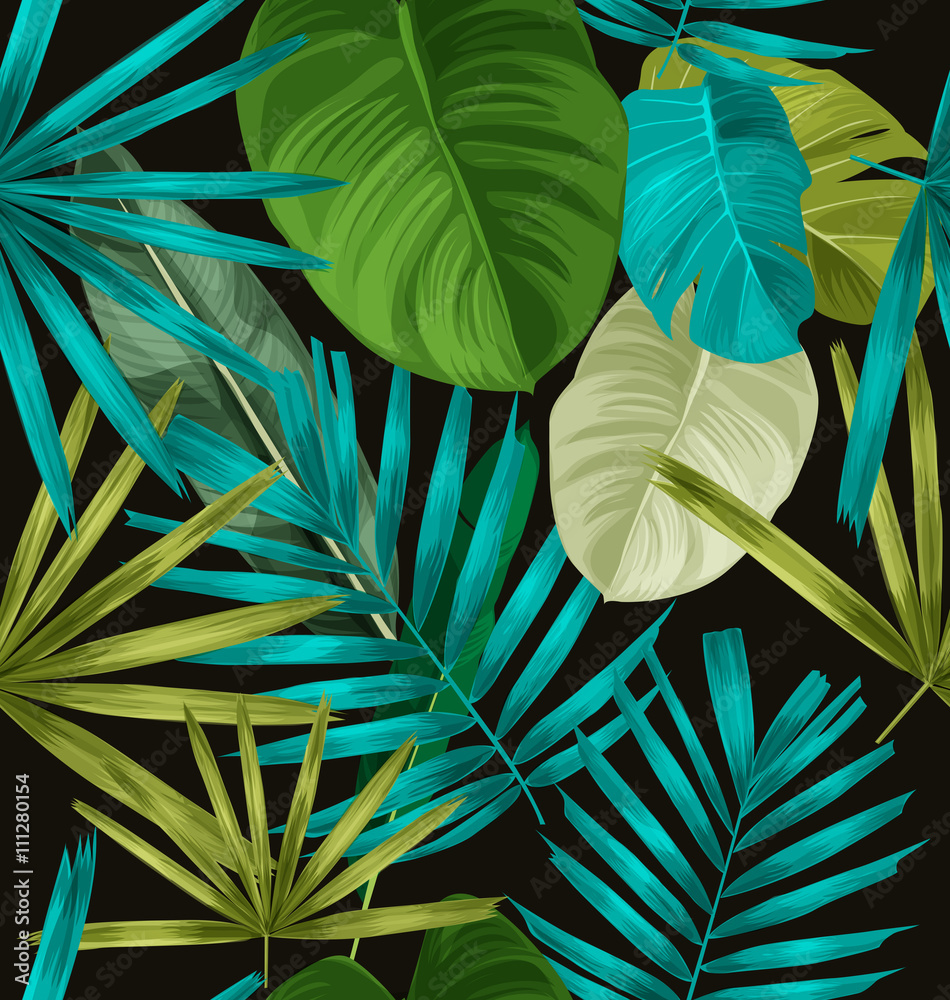 Wall mural tropical leaf pattern