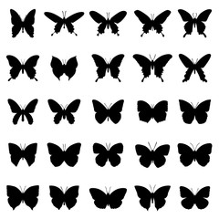 Butterfly silhouette illustration vector set