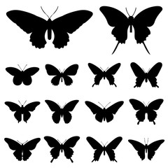 Butterfly silhouette illustration vector set