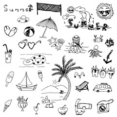 Obraz premium summer vector of drawing doodle sketch