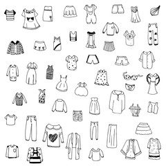 clothes sketch vector set of free hand drawing