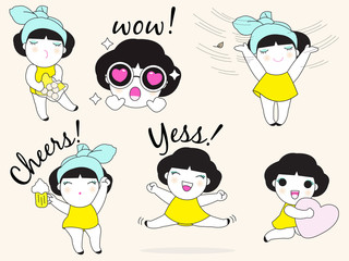 Cute Girls Character Set illustration