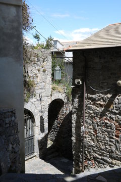 Fototapeta Old narrow alley in Porto Venere Liguria in Italy