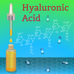 Hyaluronic Acid Bottle. Chemical Formula