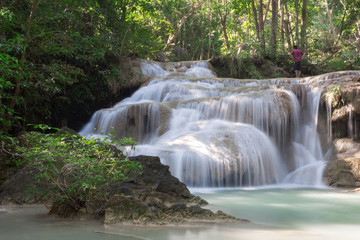 Beautiful deep forest waterfall in Thailand 
