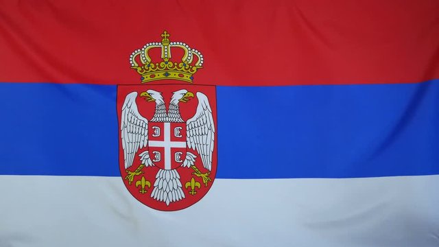 Serbia Flag real fabric close up
