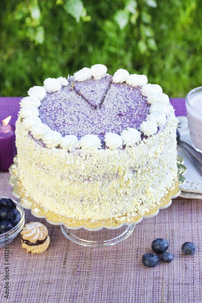 Wall mural blueberry and coconut layer cake