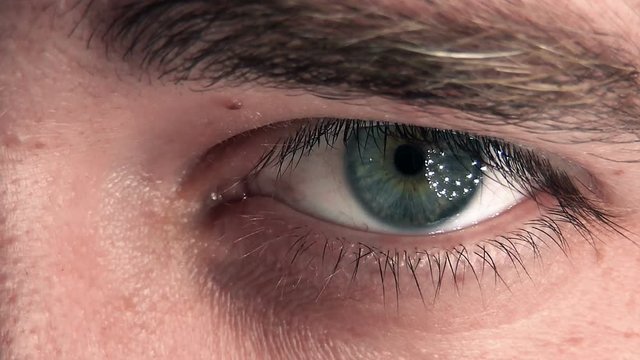 Man's blue eye close-up
