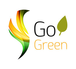 Abstract eco leag logo design made of color pieces - various geometric shapes