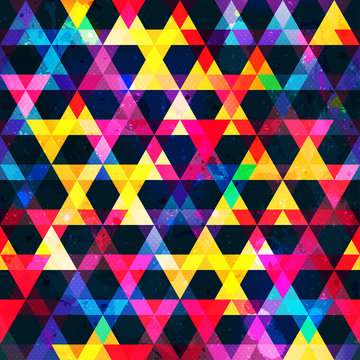 Rainbow colors triangle. Seamless vector texture