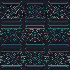 Blue triangle geometric seamless pattern