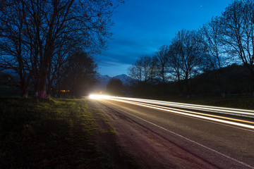 light streaks from long exposure of traffic