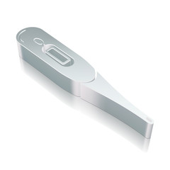 Health icon: 3d metallic Thermometer with reflection, vector illustration.