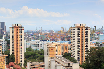 Fototapeta na wymiar Singapore skyline and port seen from Mount Faber