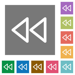 Media fast backward square flat icons