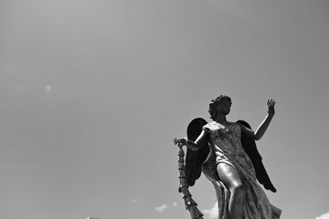black and white angel statue