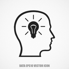 Data vector Head With Lightbulb icon. Modern flat design.