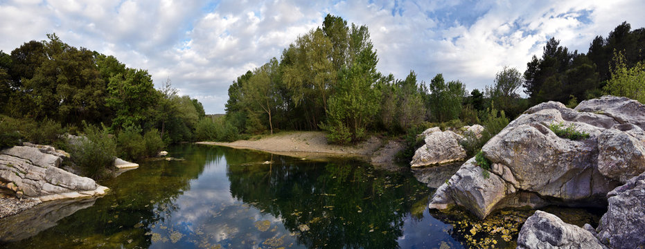 Panorama of La Cesse river in French Herault