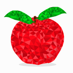 Triangulation Art red apple of small triangles
